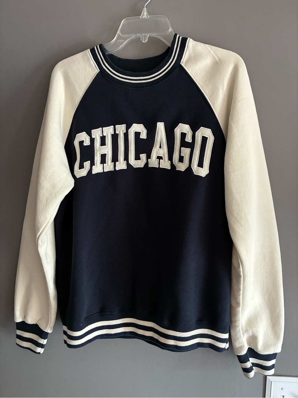 Varsity Style Chicago Graphic Sweatshirt Navy & Cream